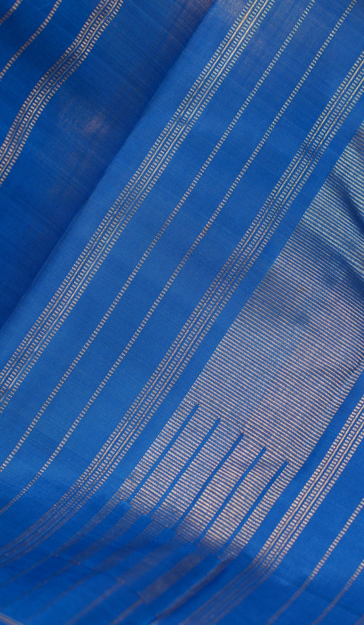 Blue and Purple Kanjivaram Handloom Mubbagam Pure Zari Saree Anika | SILK MARK CERTIFIED | SHOBITAM