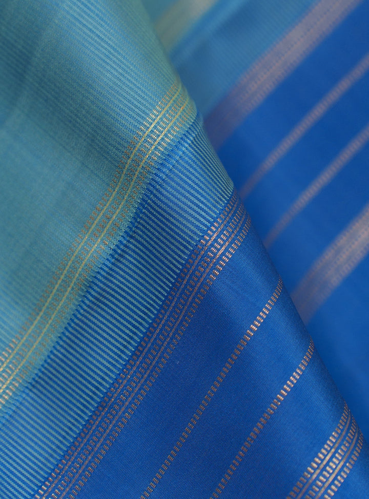 Blue and Purple Kanjivaram Handloom Mubbagam Pure Zari Saree Anika | SILK MARK CERTIFIED | SHOBITAM