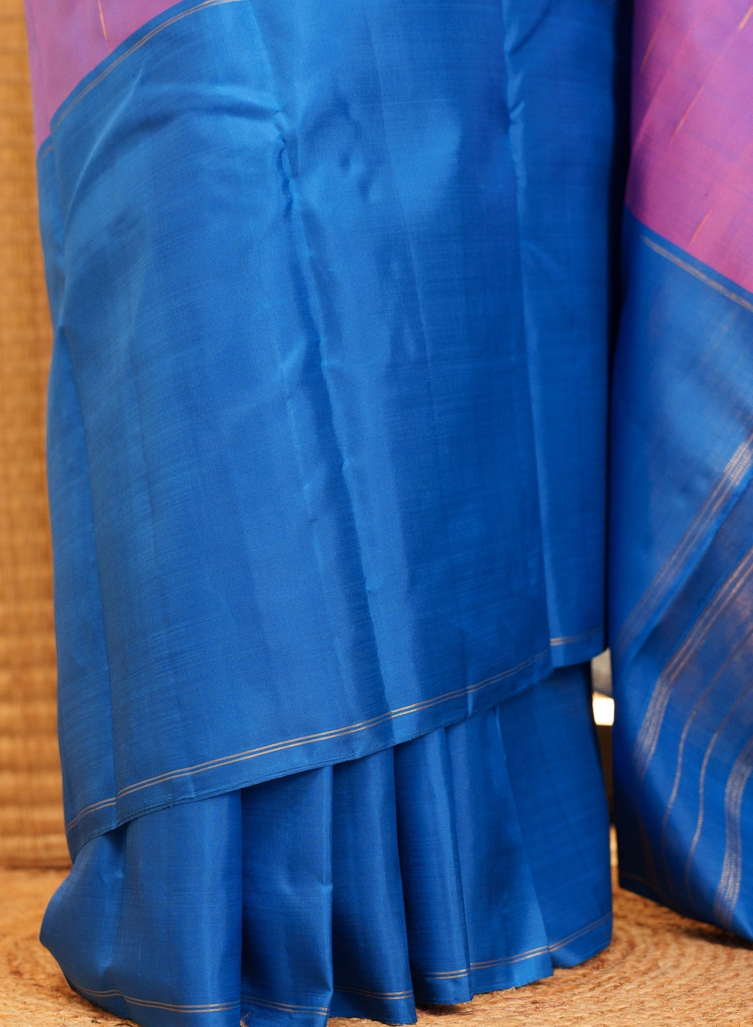 Blue and Purple Kanjivaram Handloom Mubbagam Pure Zari Saree Anika | SILK MARK CERTIFIED | SHOBITAM