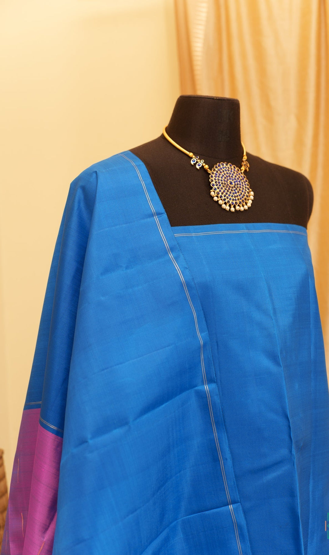 Blue and Purple Kanjivaram Handloom Mubbagam Pure Zari Saree Anika | SILK MARK CERTIFIED | SHOBITAM