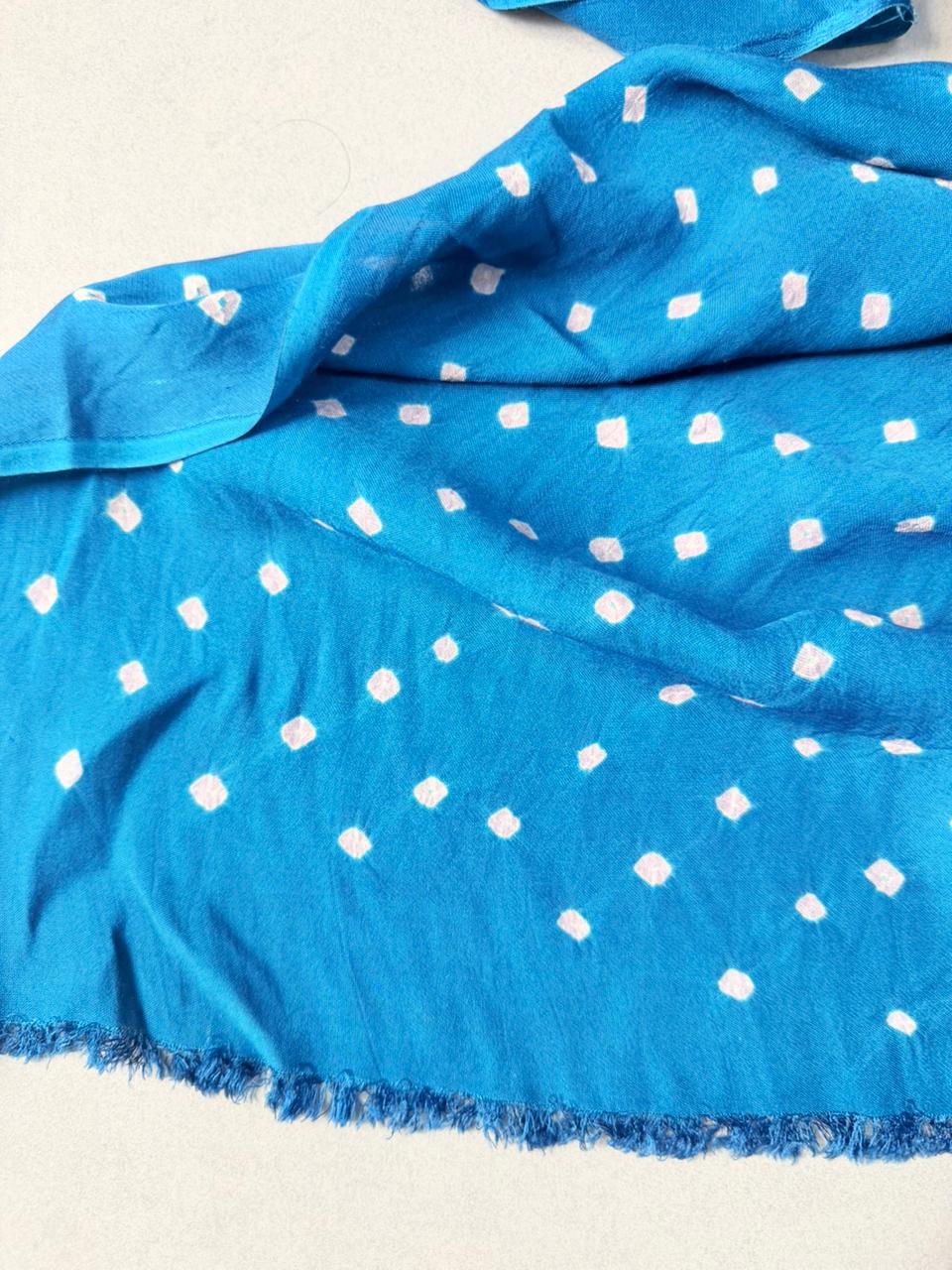 Beige Modal Silk Jugalbandi Saree in Bandhni Ajrakh Fusion with Contrast Border and Gharchola Pallu | SHOBITAM
