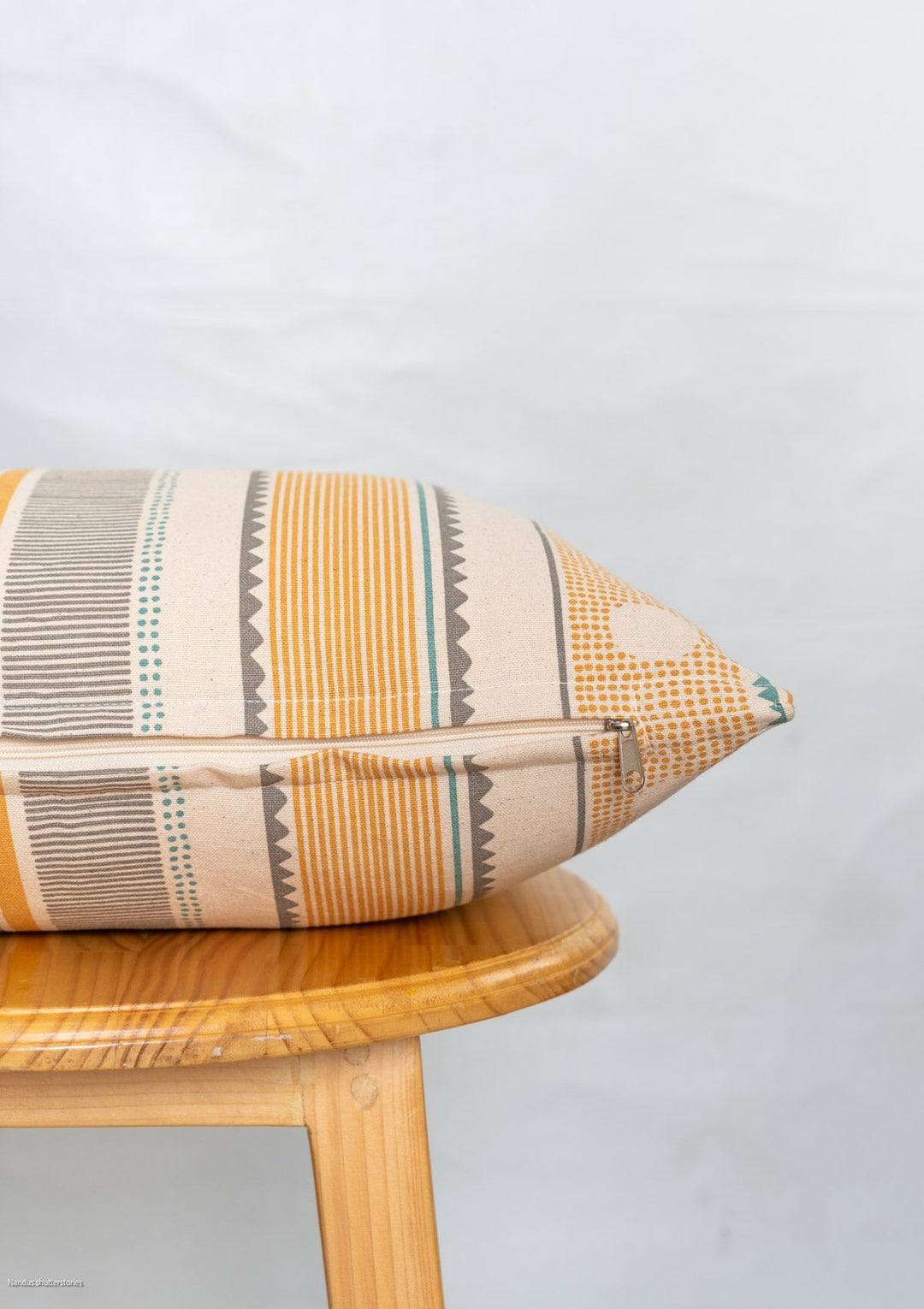 Buru Mustard Boho Cushion Cover for Sofa – 100% Cotton | SHOBITAM