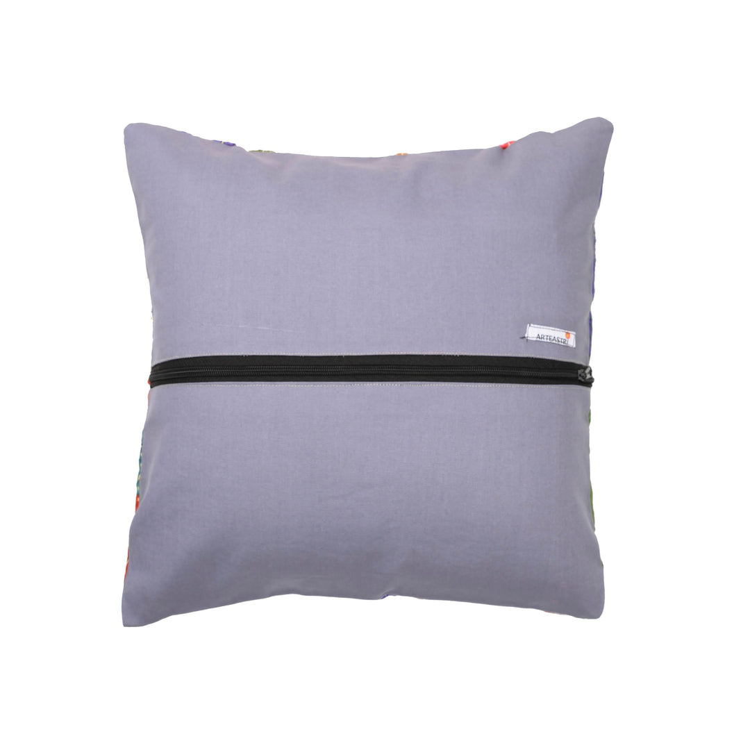 16 x 16 Multi Silk Patch Kantha Cushion cover - Pack of 1 | SHOBITAM