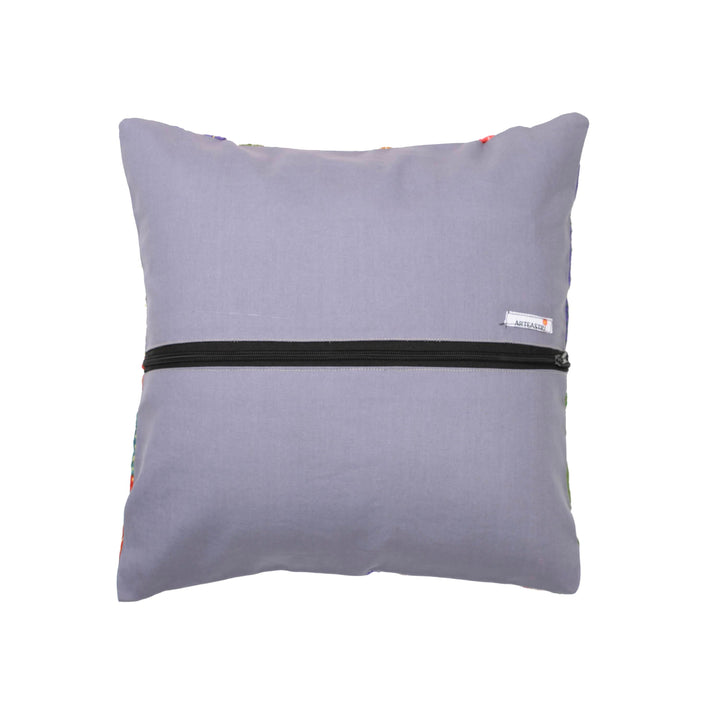 16 x 16 Multi Silk Patch Kantha Cushion cover - Pack of 1 | SHOBITAM