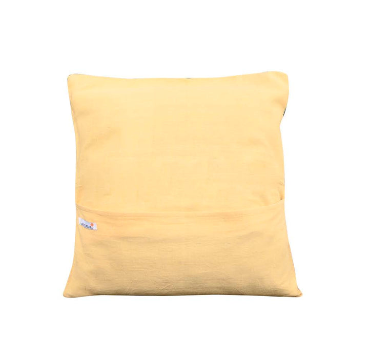 Peach Yellow Cotton Cushion Cover with pompoms - Pack of 1 | SHOBITAM