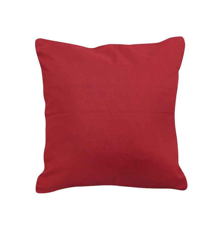 Vintage Silk Patch Kantha Cushion Cover - Maroon Back - Pack of 1 | SHOBITAM