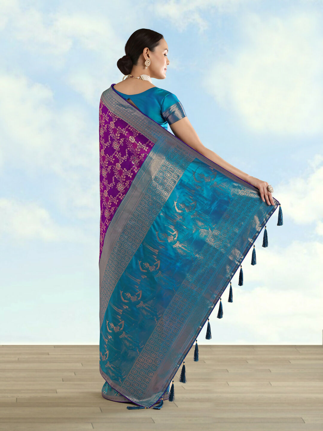 Purple Banarasi Semi Silk Saree With Zari Woven Design | SHOBITAM