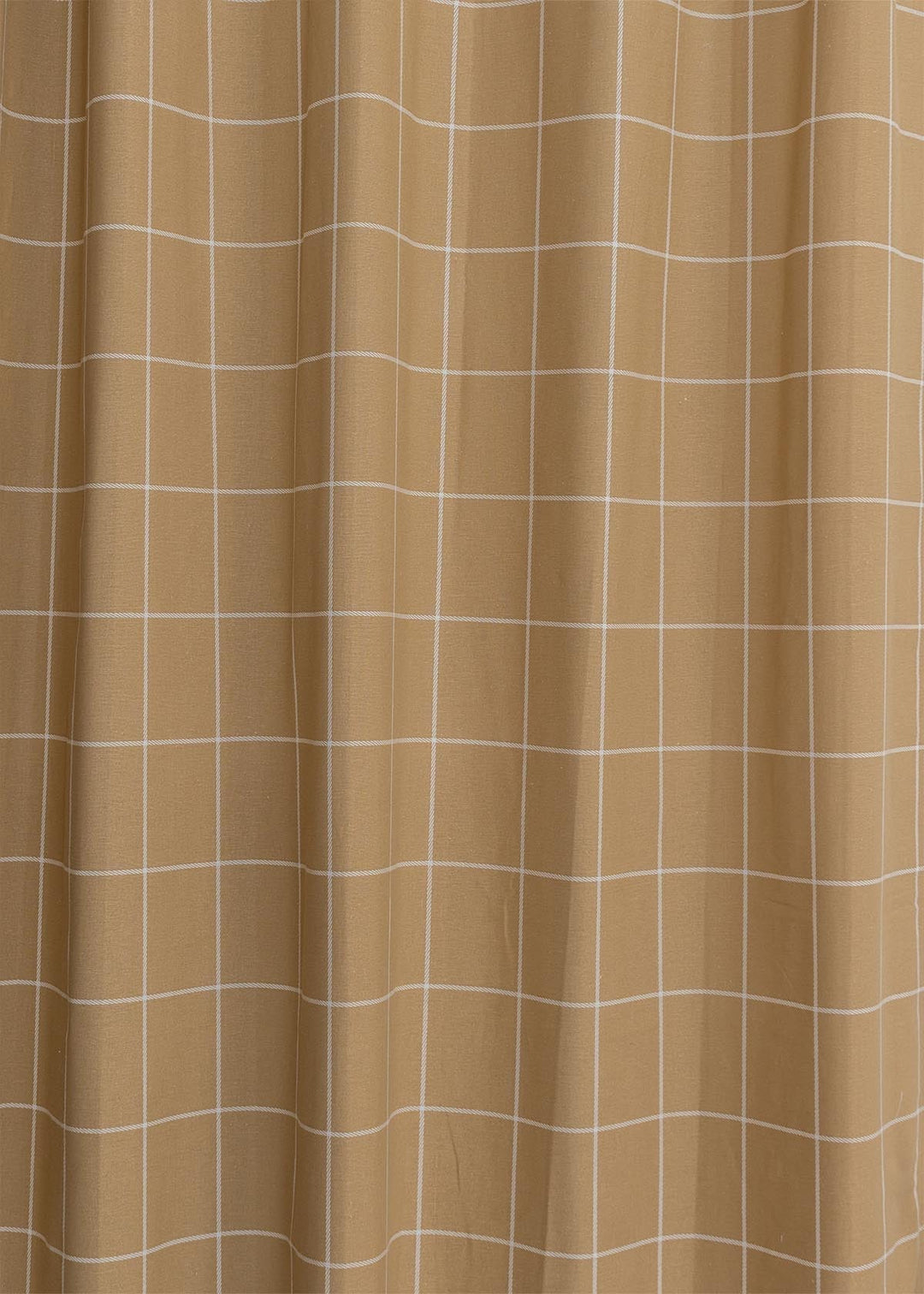Cabin Checks 100% cotton geometric curtain for living room - Room darkening - Brown - Single Piece | SHOBITAM