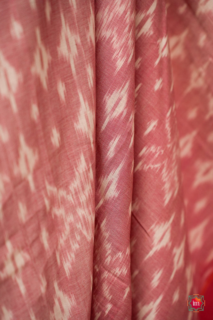 Candy Pink Ikkat Cotton Saree Panju Mittai | SHOBITAM