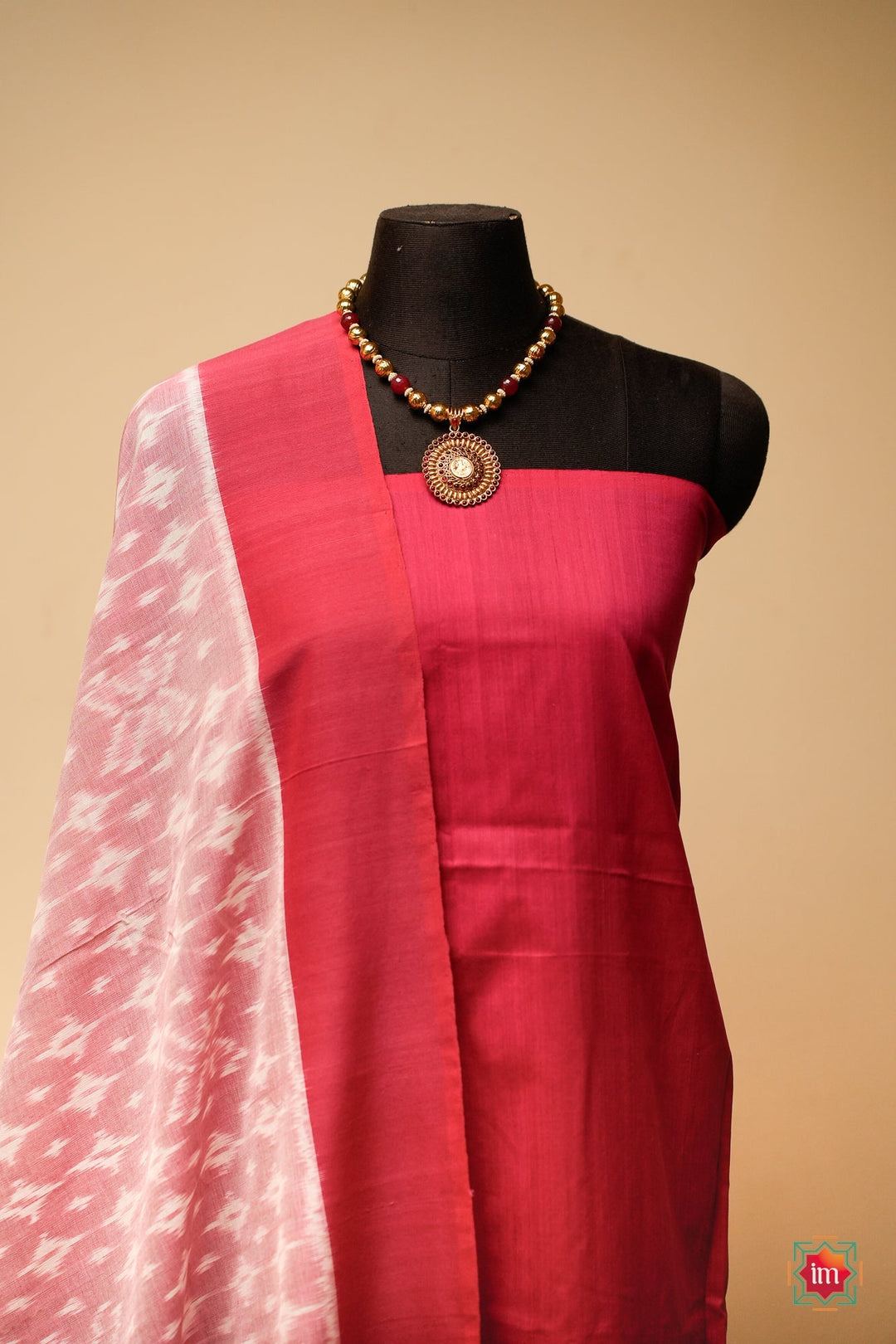 Candy Pink Ikkat Cotton Saree Panju Mittai | SHOBITAM