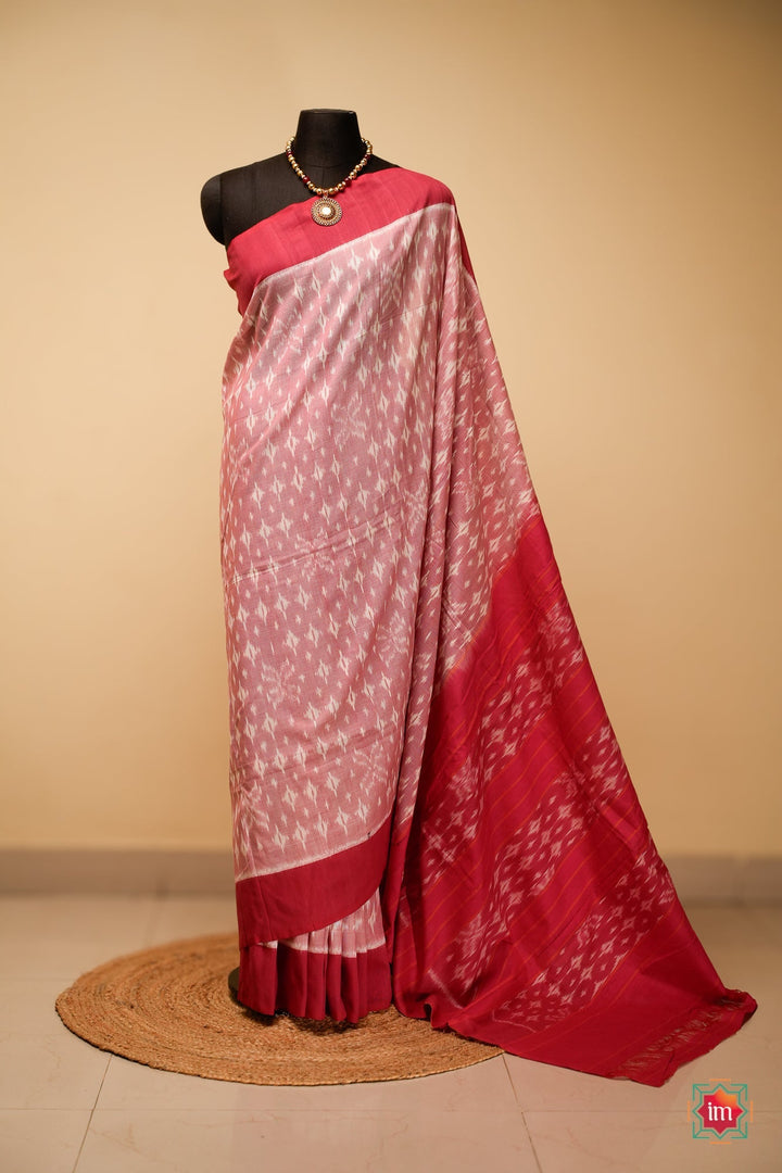 Candy Pink Ikkat Cotton Saree Panju Mittai | SHOBITAM