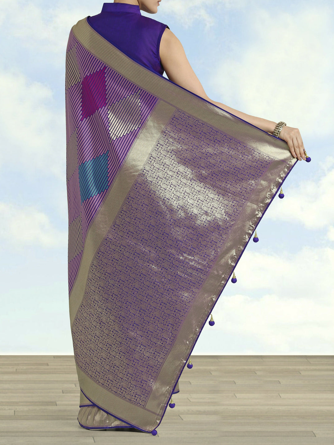 Lavender Colour Banarasi Silk Zari Weaving Saree | SHOBITAM