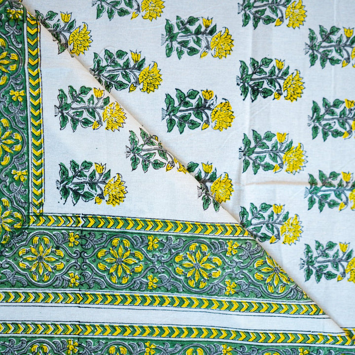 Dhamak 6 Seater Dining Table Cover, Hand Block Print, 100% Cotton, 60" x 90" | SHOBITAM