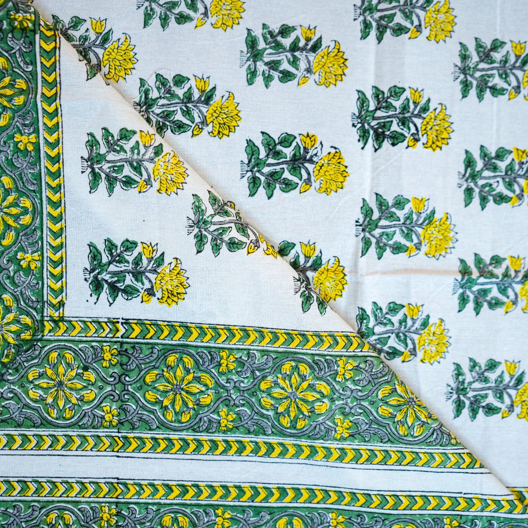 Chamak 6 Seater Dining Table Cover, Hand Block Print, 100% Cotton, 60" x 90"