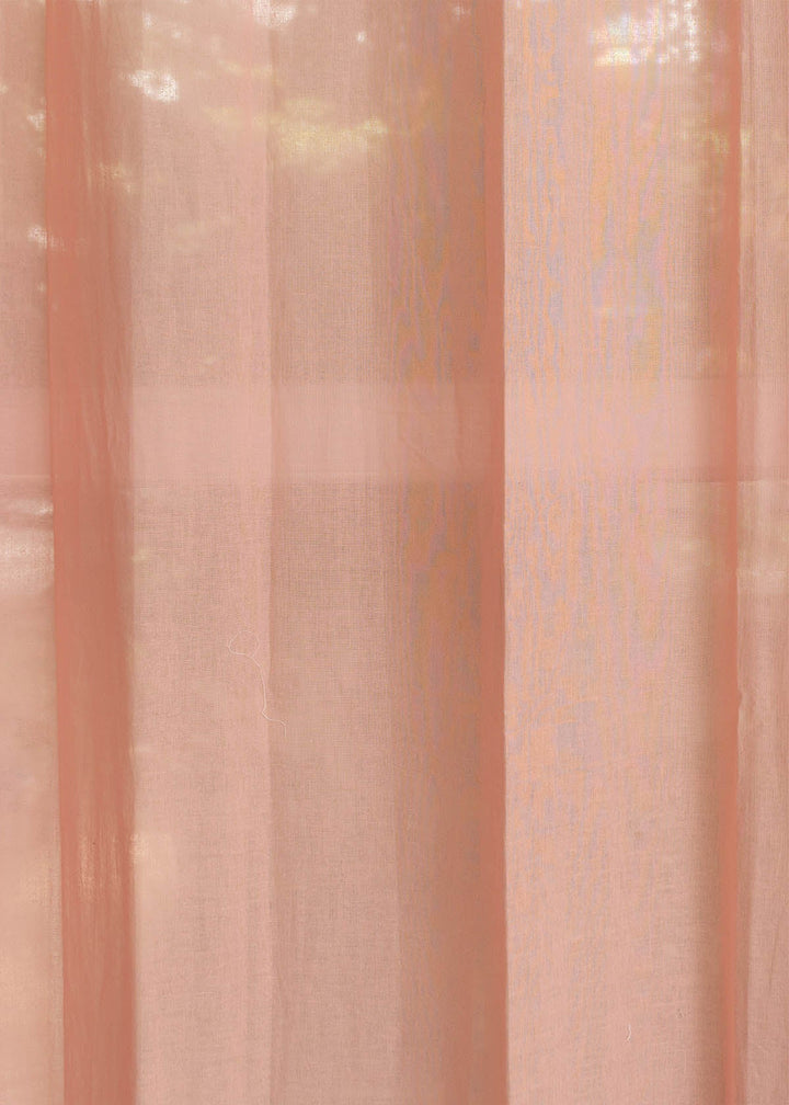 Solid Clay sheer 100% cotton plain curtain for Living room & bedroom - Light filtering - Rust - Single Piece | SHOBITAM