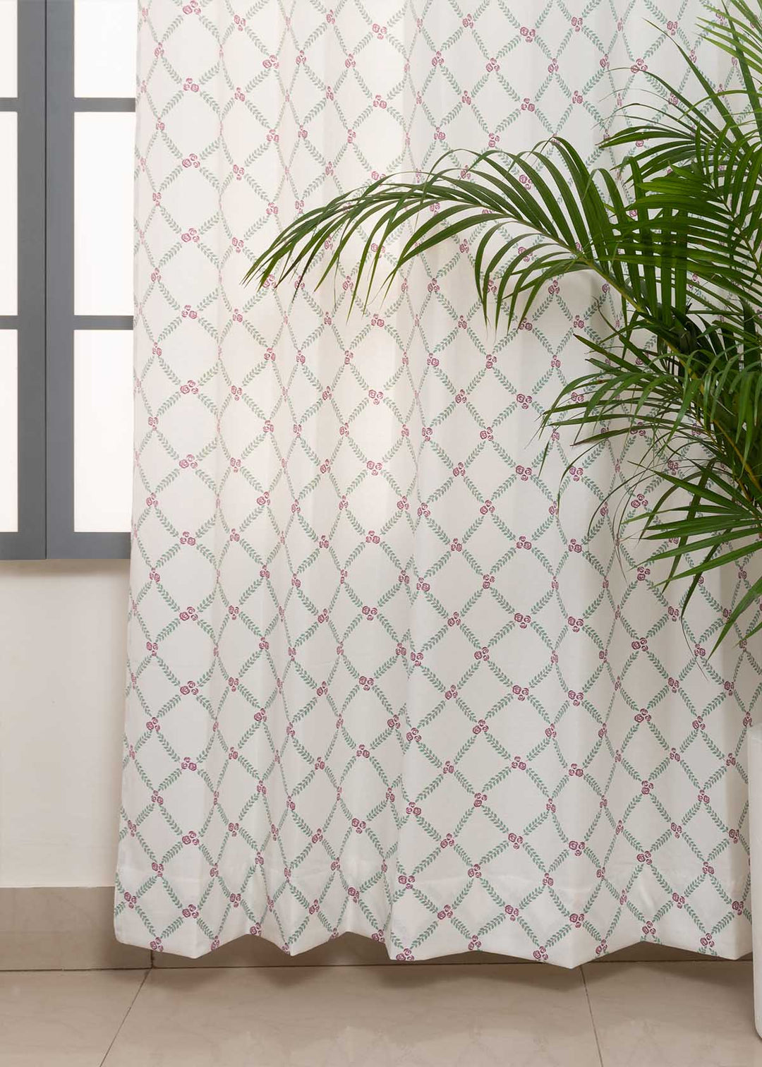 Climbing Roses Lavender 100% cotton floral curtain for living room - Light Reduction - Single Piece
