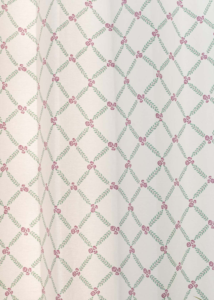 Climbing Roses Lavender 100% cotton floral curtain for living room - Light Reduction - Single Piece