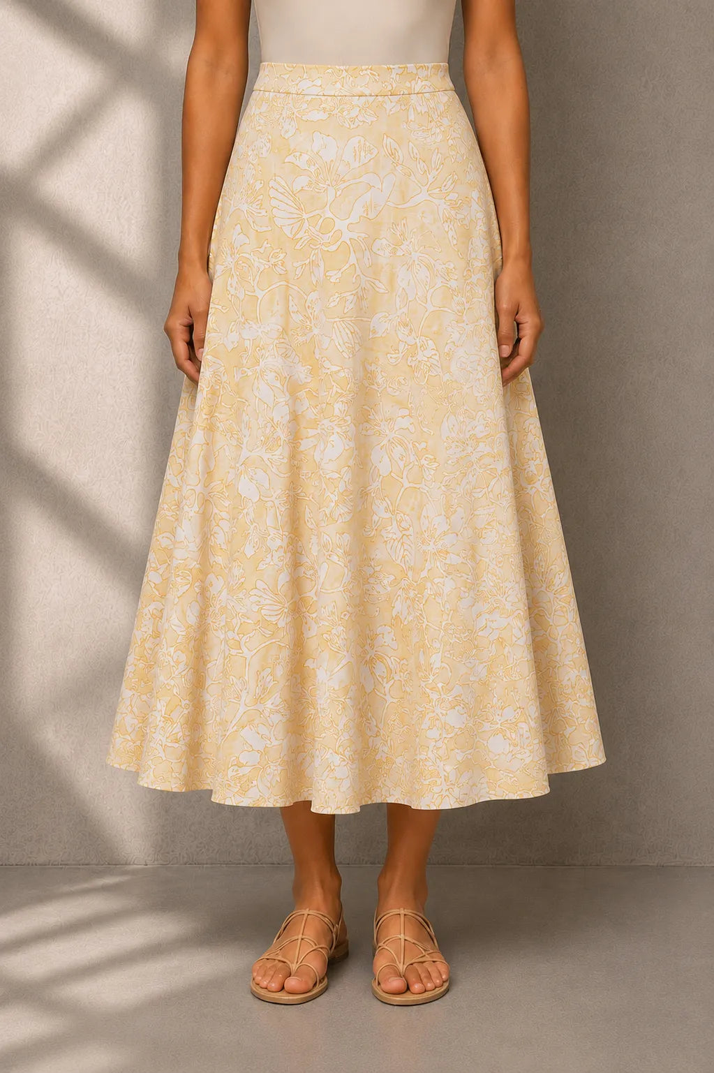 Yellow Gul Jaal Hand Block Print Skord | SHOBITAM