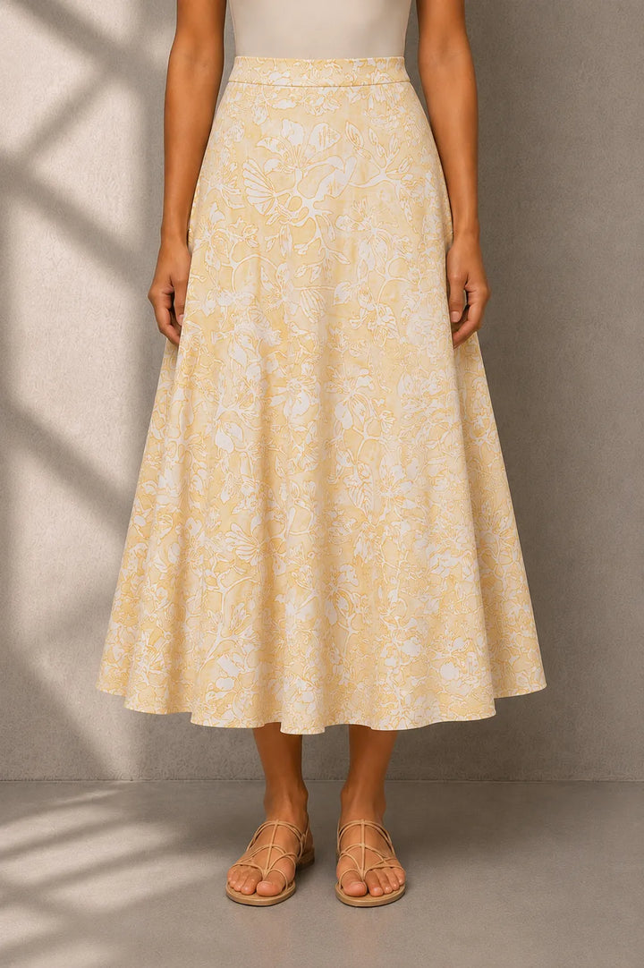 Yellow Gul Jaal Hand Block Print Skord | SHOBITAM