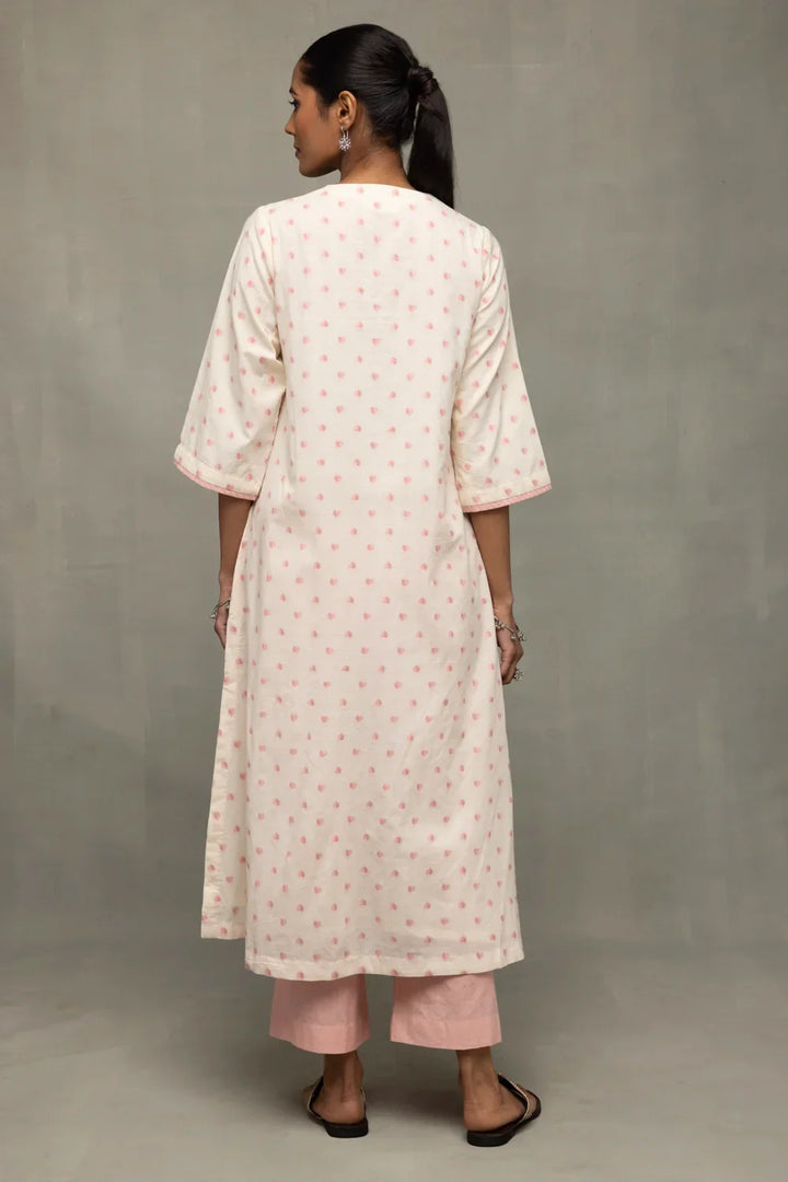 Blush Pink & White Heart Woven Co-Ord Set | SHOBITAM