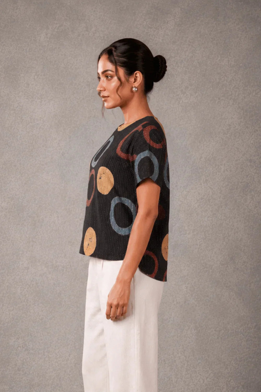 Black Ring Ajrakh Top | SHOBITAM