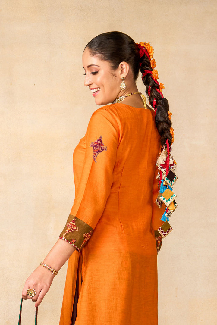 Janaki Jaal mango set of 3 ( kurta + palazzo + dupatta ) | SHOBITAM