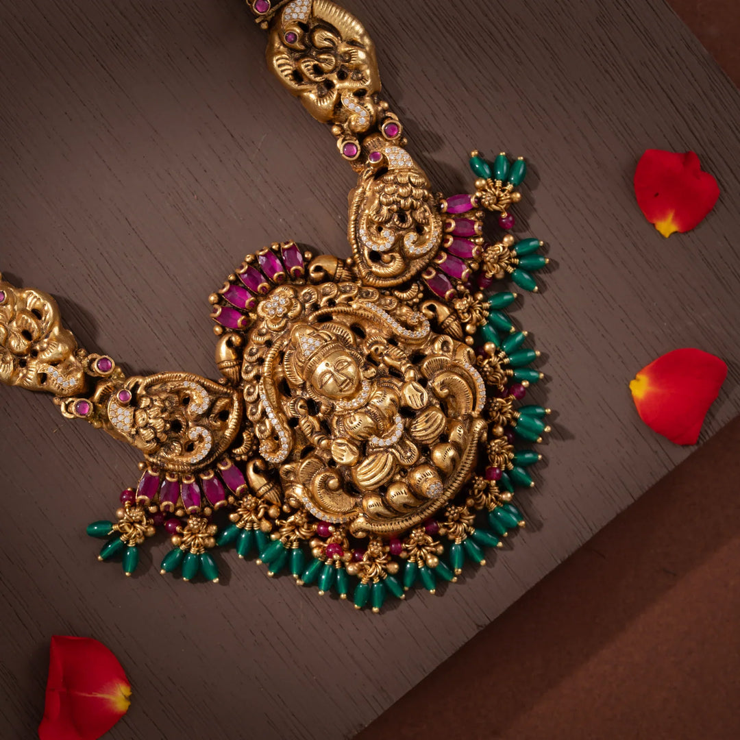 Stunning 92.5 Silver, Gold Plated Dharmeshwari Haaram