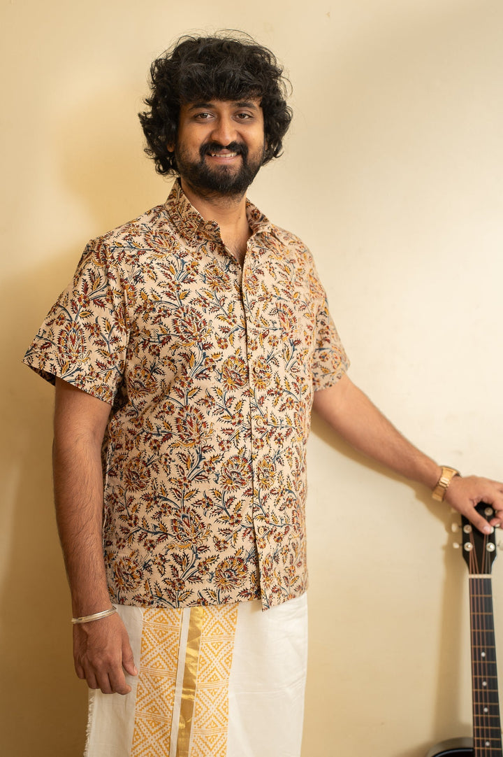 Cotton Handblock Printed Mens Dhoti Swara | SHOBITAM