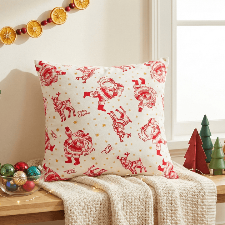 Santa Christmas Print Cushion Cover | SHOBITAM