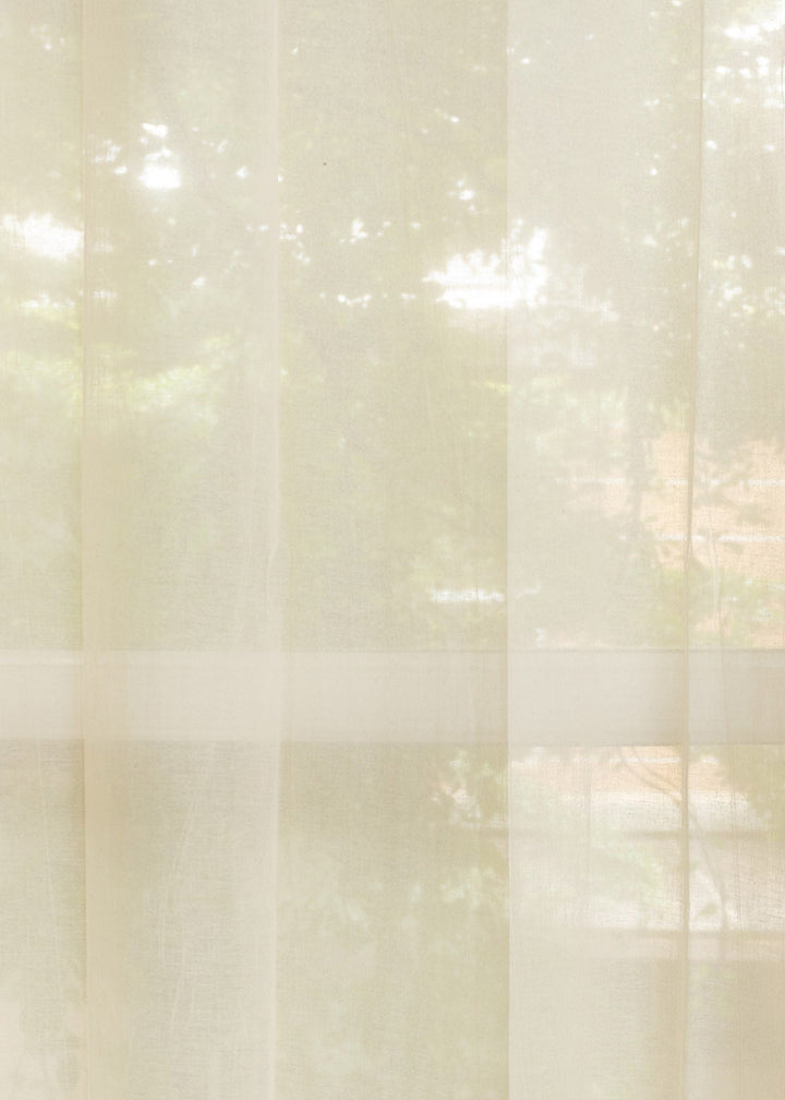 Solid Cream sheer 100% cotton plain curtain for Living room & bedroom - Light filtering - Single Piece