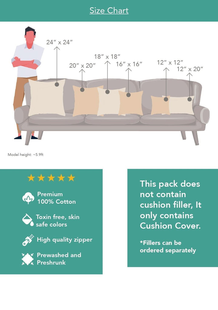 100% Pure Cotton Cushion Cover in Earthly Sandstone, Size Options Available