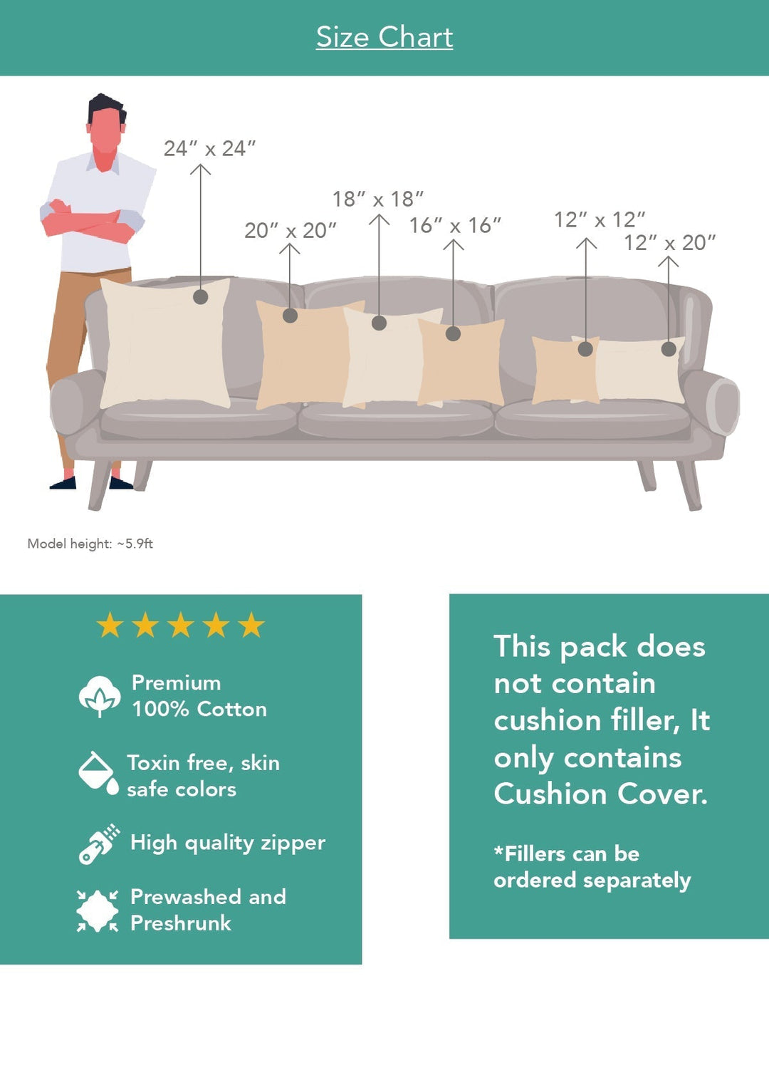 Solid Beige Linen plain cushion cover for sofa | SHOBITAM