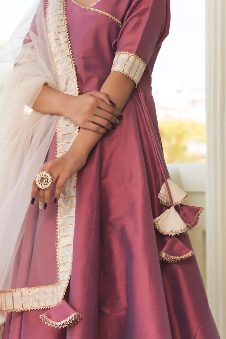 COTTON SILK PURPLE ANGRAKHA | SHOBITAM