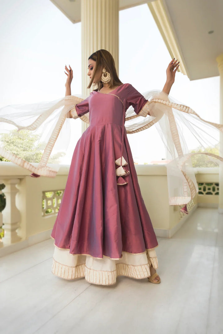 COTTON SILK PURPLE ANGRAKHA | SHOBITAM