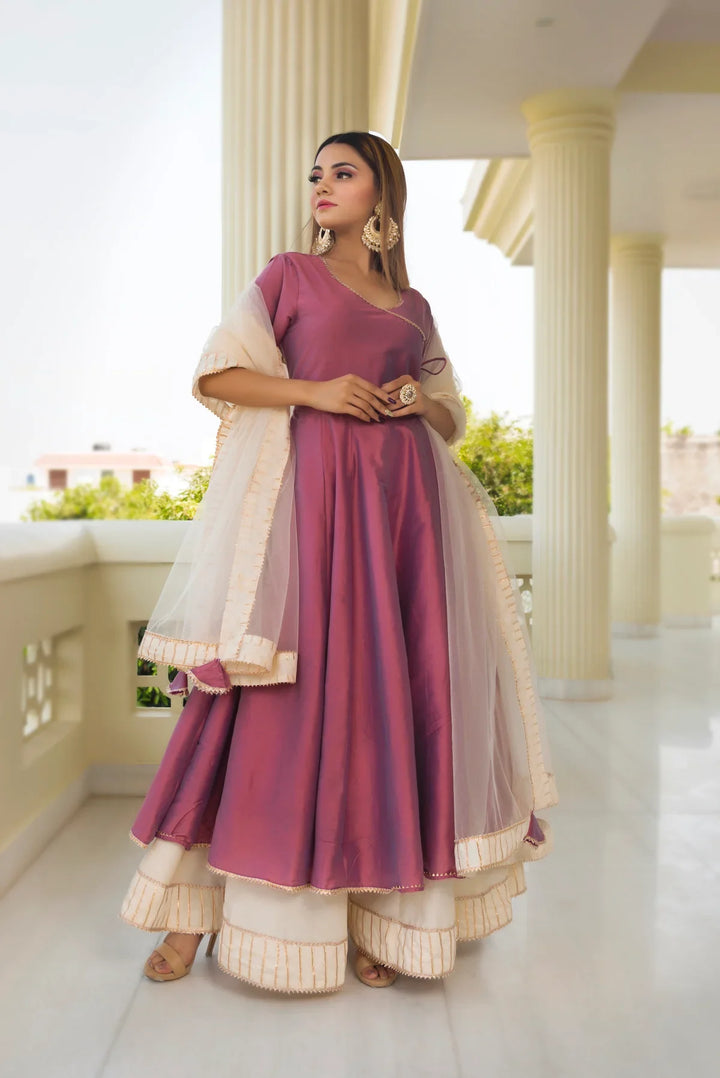 COTTON SILK PURPLE ANGRAKHA | SHOBITAM