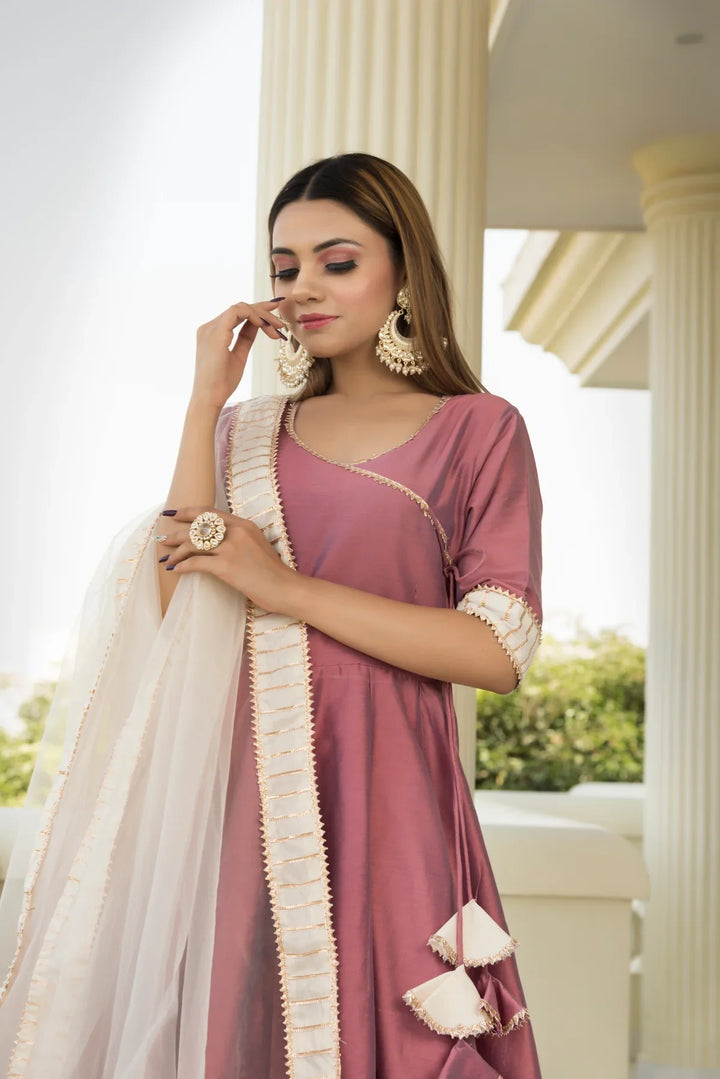 COTTON SILK PURPLE ANGRAKHA | SHOBITAM