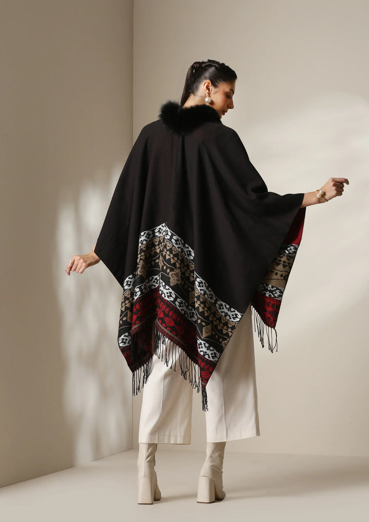 Crimson Luxe Vegan Fur Cape | SHOBITAM