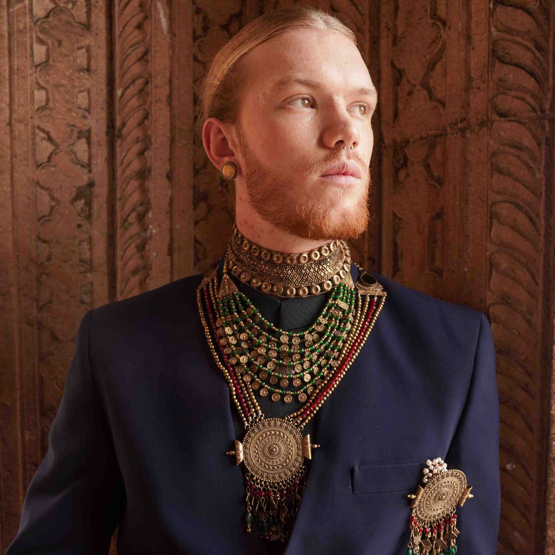 Gold Studded Collar Necklace | SHOBITAM