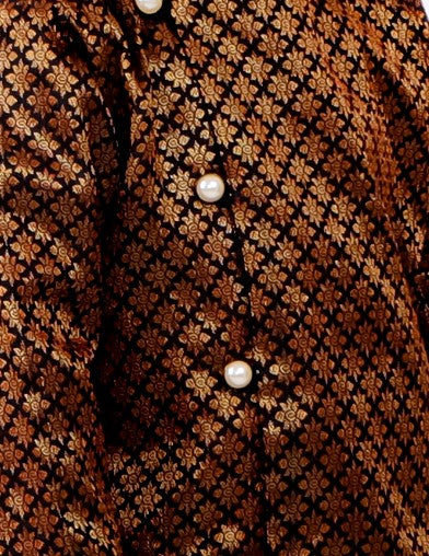 Boys Banarsi Silk Black Sherwani with Maroon Dhoti | SHOBITAM