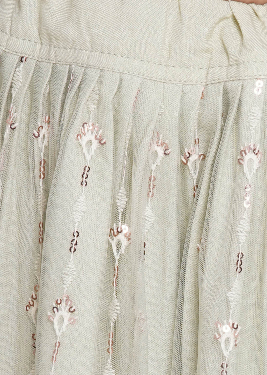 Floral Work Green Lehenga with Floral Embroidery Kurta and Dupatta | SHOBITAM