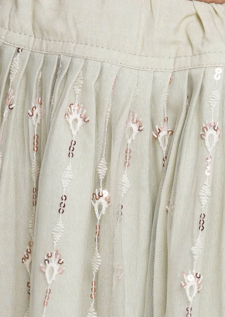 Floral Work Green Lehenga with Floral Embroidery Kurta and Dupatta | SHOBITAM