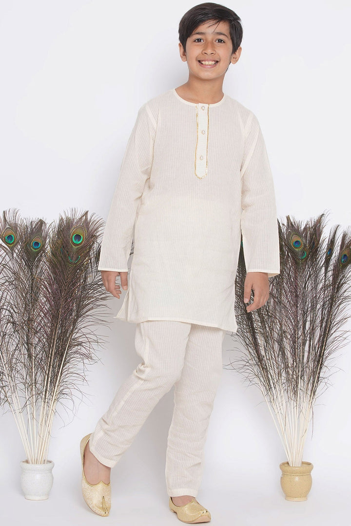 Boys Silk Blue Floral Embroidery Jacket with Cotton Kantha kurta and Kantha Dhoti | SHOBITAM
