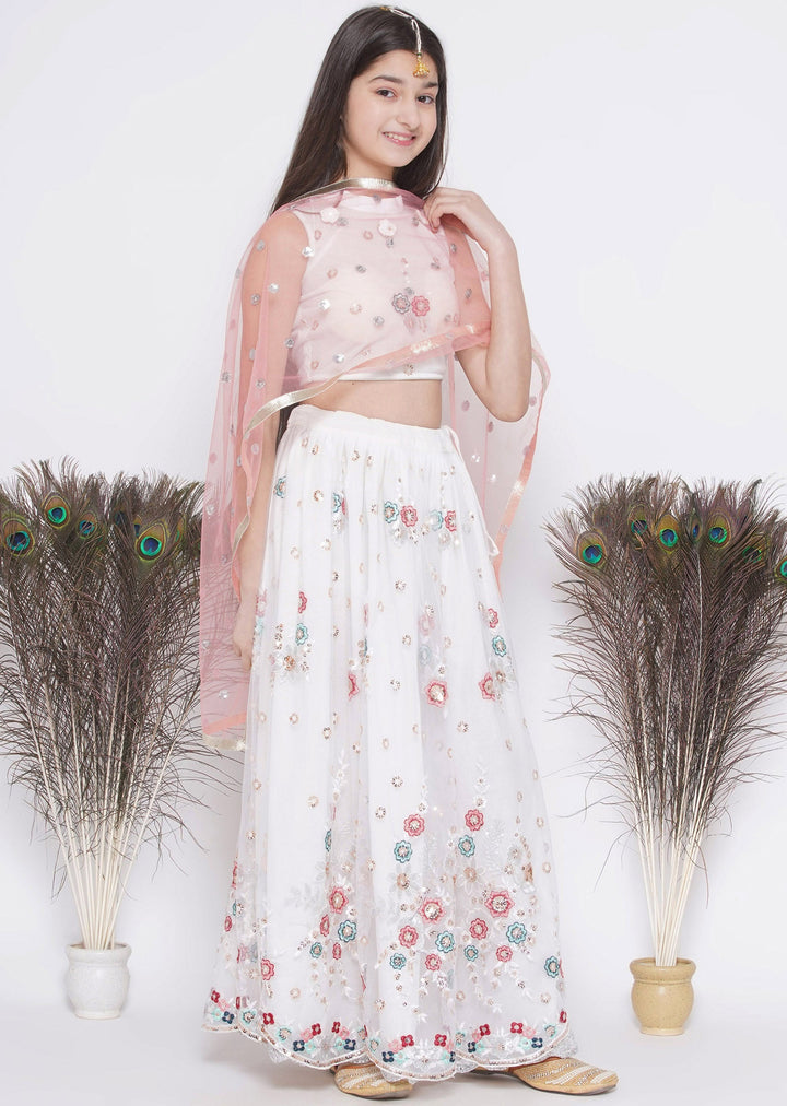 Floral Embroidery Kurta with Floral Lehenga and Dupatta | SHOBITAM