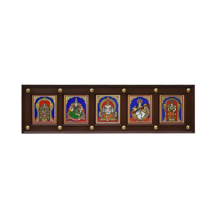 GLASS PAINTING BALAJI LAKSHMI GANESHA SARASWATHI MURGAN WITH PANEL 11*37*2 | SHOBITAM