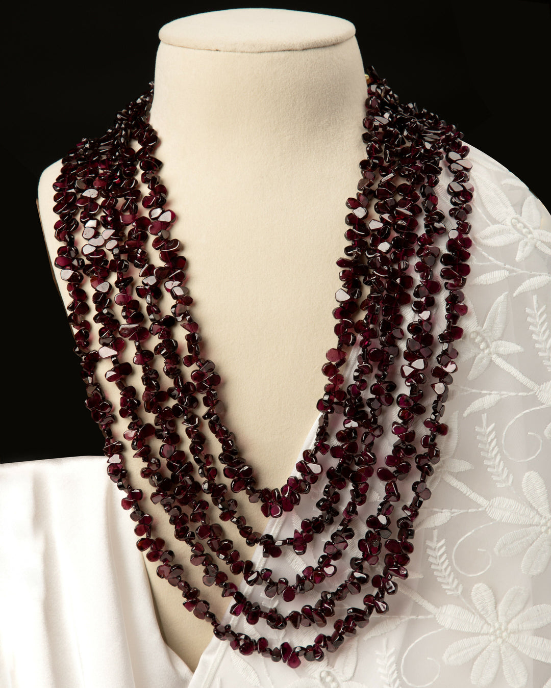 The Garnet Cascade- 5 Layer Natural Garnet Mala | SHOBITAM