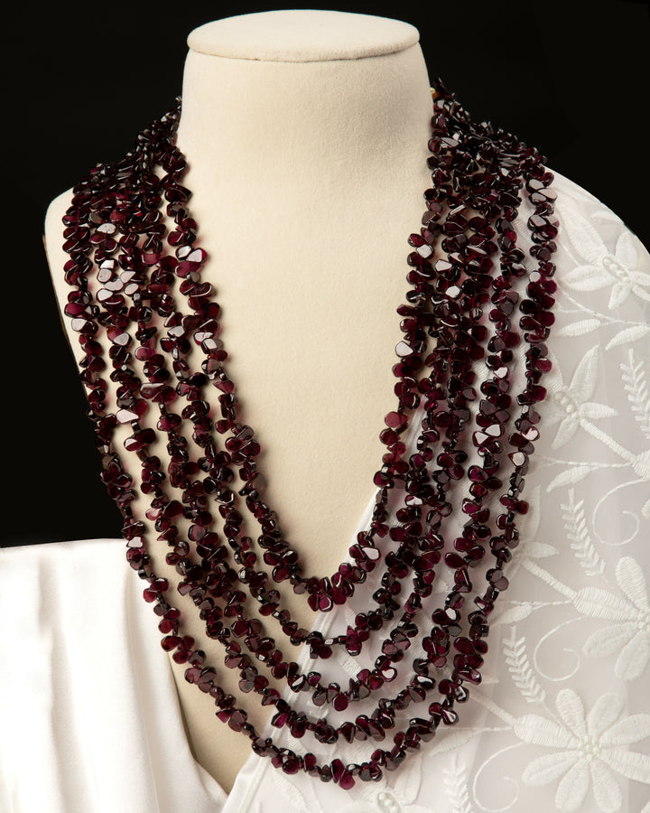 The Garnet Cascade- 5 Layer Natural Garnet Mala | SHOBITAM