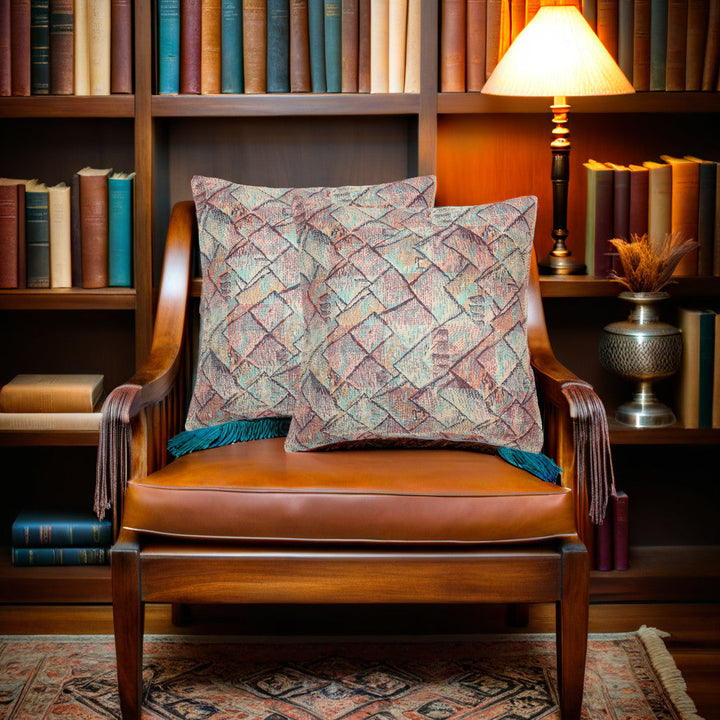 Green Grey Kantha Silk Reversible Cushion Cover - Pack of 1 | SHOBITAM