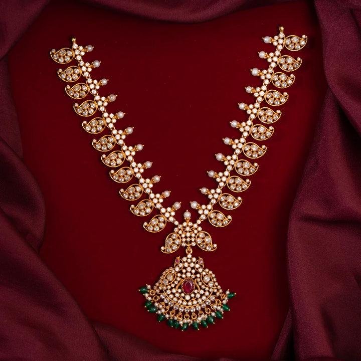 92.5 Silver, Gold Plated Kavi Kalpana Short Necklace