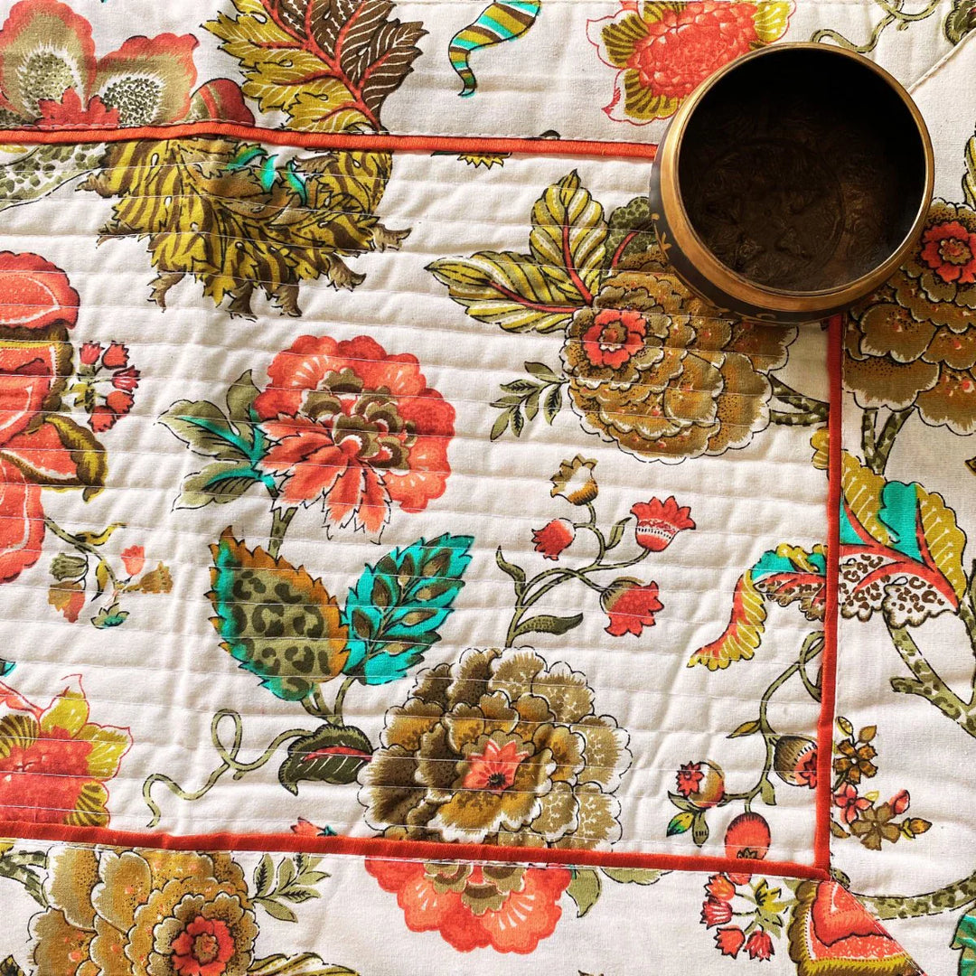 Dahlia Garden Print Table Runner, 100% cotton, 15" x 72"
