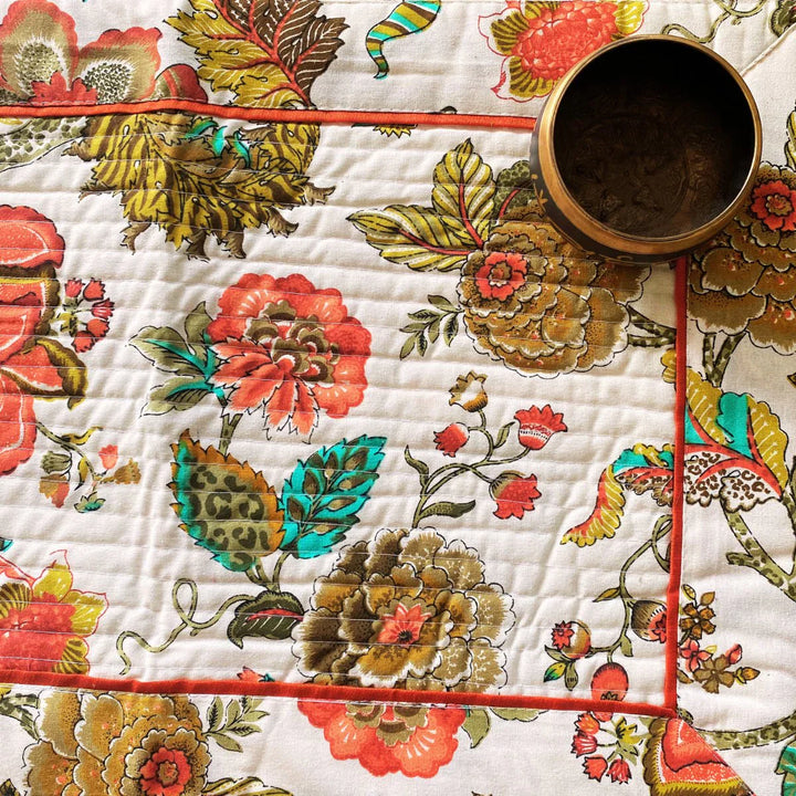 Dahlia Garden Print Table Runner, 100% cotton, 15" x 72"